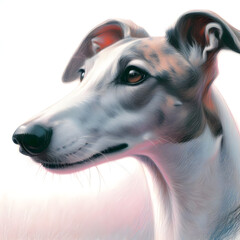 Obraz premium 흰 배경, 그레이하운드, 파스텔화 (White background, greyhound, pastel painting)