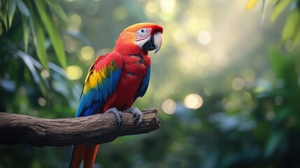 Obraz premium Scarlet Macaw Perched on a Branch