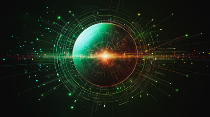 Obraz premium Abstract colorful business connection of lines from nodes It is connected to endless nodes and represents the innovation of communication cyber security in the network with black background