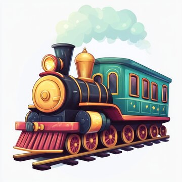 recommend clip art: Vintage Steam Locomotive Illustration