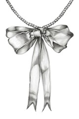 A drawing of a bow tied to a metal chain, simple and elegant design