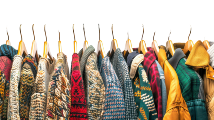 Clothes on hang rail isolated on white background