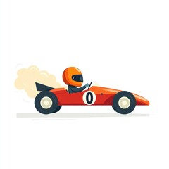 Illustration of a Red Race Car Driving Fast