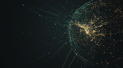 Obraz premium Abstract colorful business connection of lines from nodes It is connected to endless nodes and represents the innovation of communication cyber security in the network with black background