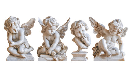 Cupid cherubs statue isolated on white background