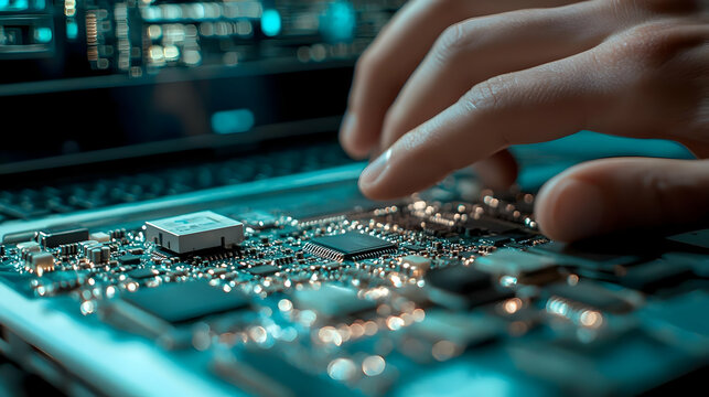 Exploring the Intricacies of a Circuit Board, A Close-Up View of Technology's Inner Workings