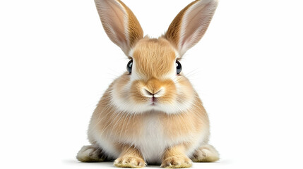 Obraz premium Cute Bunny Sitting with Long Ears and Looking at Camera