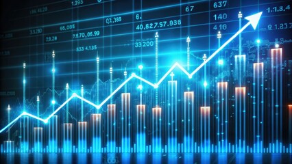 Fototapeta premium Upward Trend in Financial Data Visualized with a Line Graph and Bar Chart