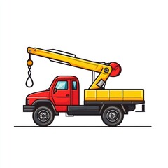Fototapeta premium Red and Yellow Crane Truck Illustration