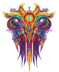 Obraz premium A vibrant, abstract design resembling a colorful animal skull with intricate patterns.