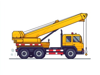 Yellow Construction Crane Truck Illustration