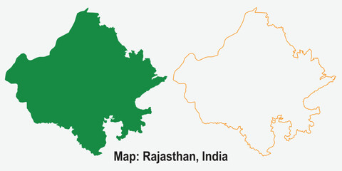 Fototapeta premium Map rajsthan india vector outline