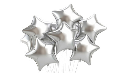 Silver star balloon isolated on white background