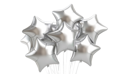 Silver star balloon isolated on white background