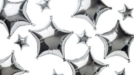 Silver star balloon isolated on white background