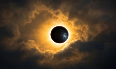 Creative Eclipse Simulation: Bright Flashlight and Atmospheric Mist Recreate Celestial Wonder in Studio Setting. Innovative Concept for Educational Posters, Sci-Fi Novels, UI Design, and Astronomical 