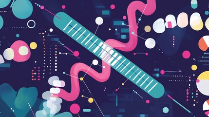 Conceptual illustration of personalized medicine with DNA strands and tailored treatment plans visualized