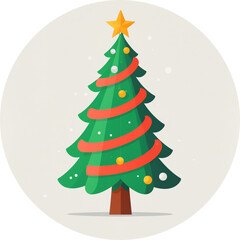Obraz premium Christmas fir tree icon symbol rounded circle badge