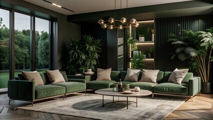 Fototapeta premium Minimalist modern living room design, modern interior concept.