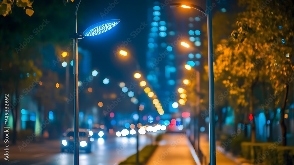 Poster intelligent streetlighting system with iot sensors dynamically adjusting illumination levels based o