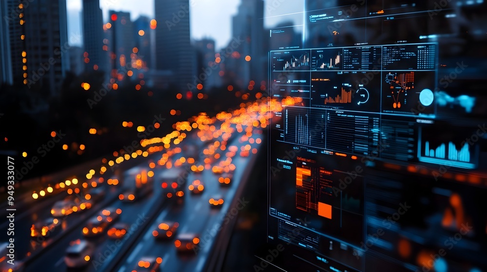 Poster smart traffic management dashboard displaying real time iot data analytics for optimizing city infra