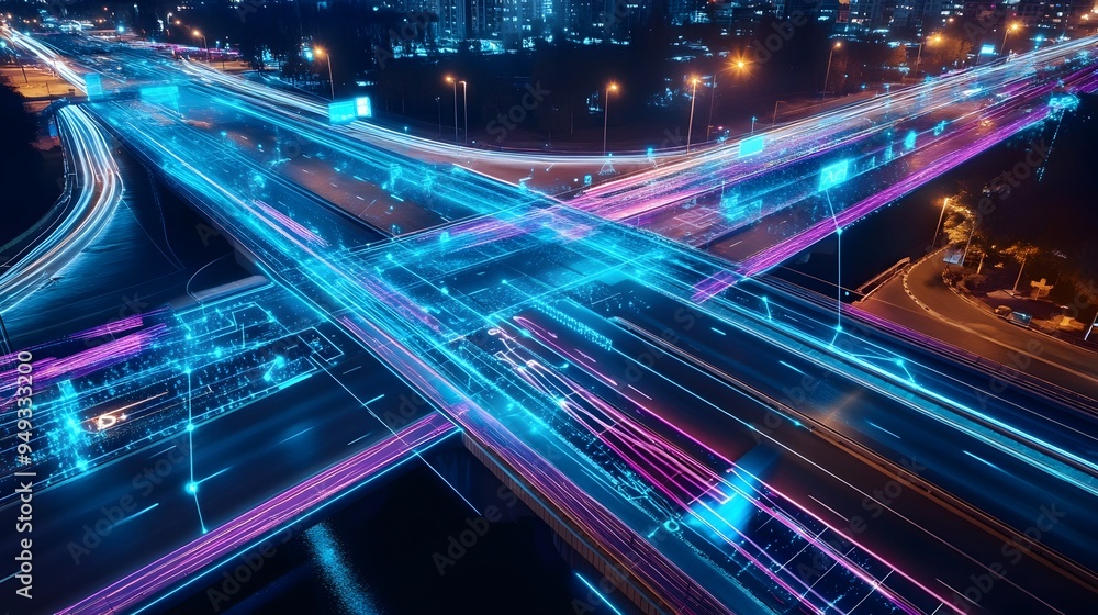 Poster innovative smart pedestrian bridge equipped with iot sensors to ensure safe and efficient crossings 