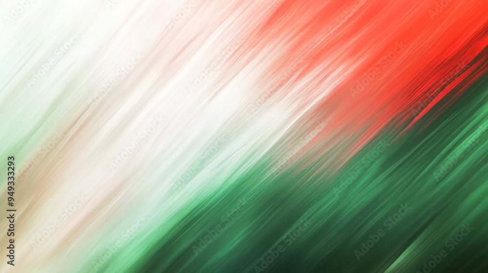 Wall mural a blurry defocused motion red and green white mixed stripes soft gradient abstract diagonal backgrou