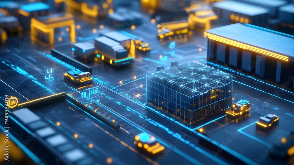Poster cutting edge automated logistics hub with iot powered smart connectivity and autonomous vehicles opt