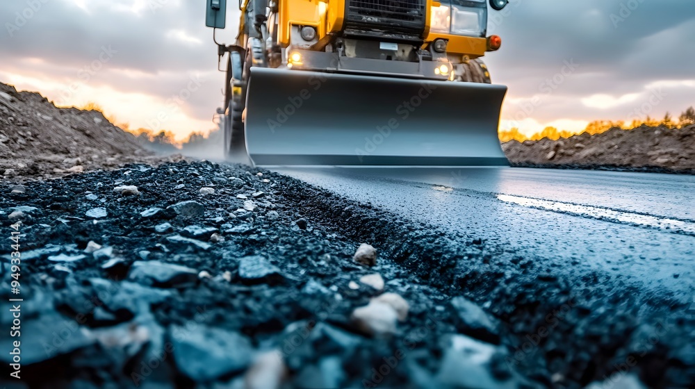 Poster advanced asphalt laying machine with iot connectivity enabling efficient road construction and maint