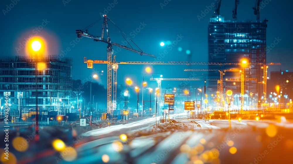 Poster iot devices controlling smart lighting systems at a road construction site with copy space for text 