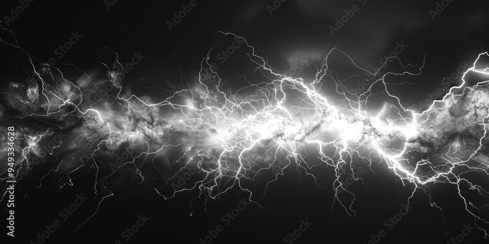 Poster a close-up shot of a lightning bolt against a dark background