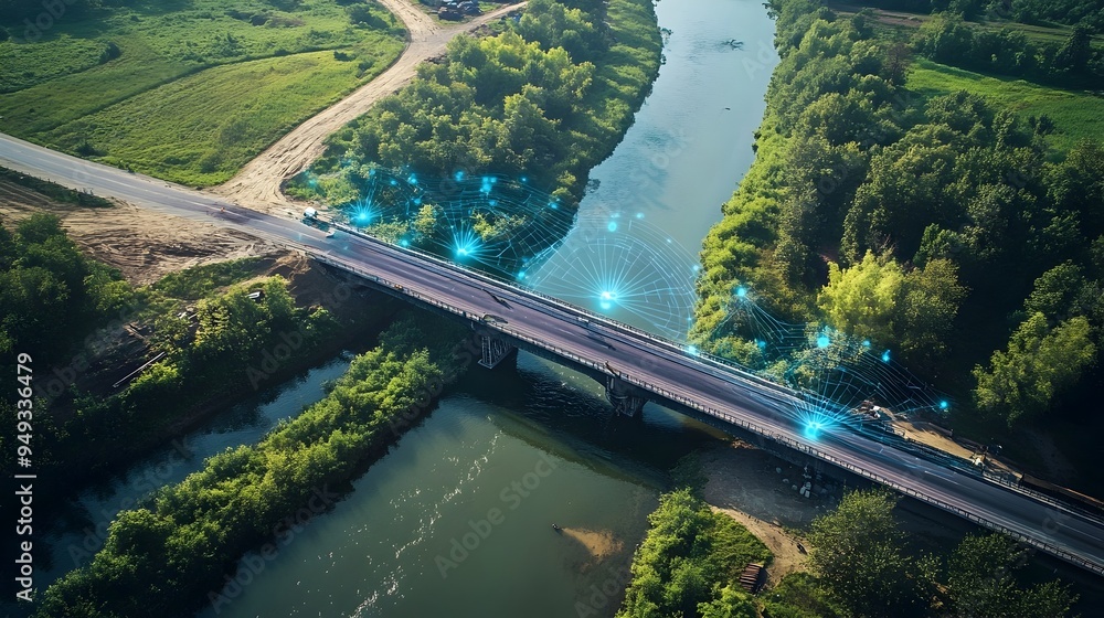 Poster advanced iot sensors and devices tracking and analyzing the progress of a bridge construction projec