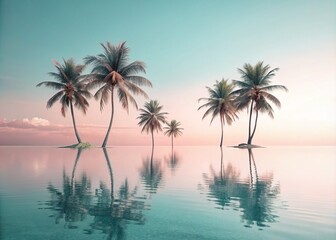 Obraz premium Tropical Oasis Tranquil Minimalist Soft Pastels Monochromatic