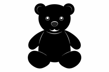 Teddy bear vector silhouette, Cute black teddy icon