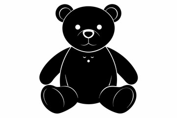 Teddy bear vector silhouette, Cute black teddy icon