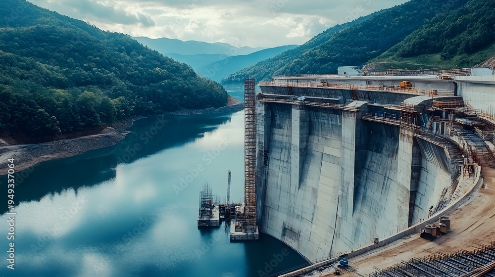 Poster innovative smart sensors integrated into the concrete structure of a dam under construction enabling