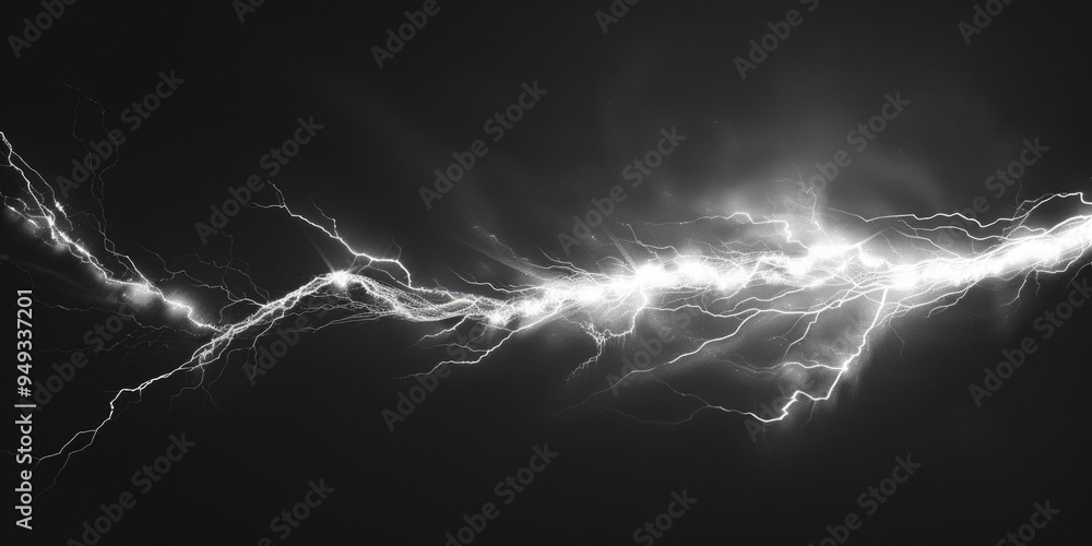 Poster a striking image of a lightning bolt in black and white