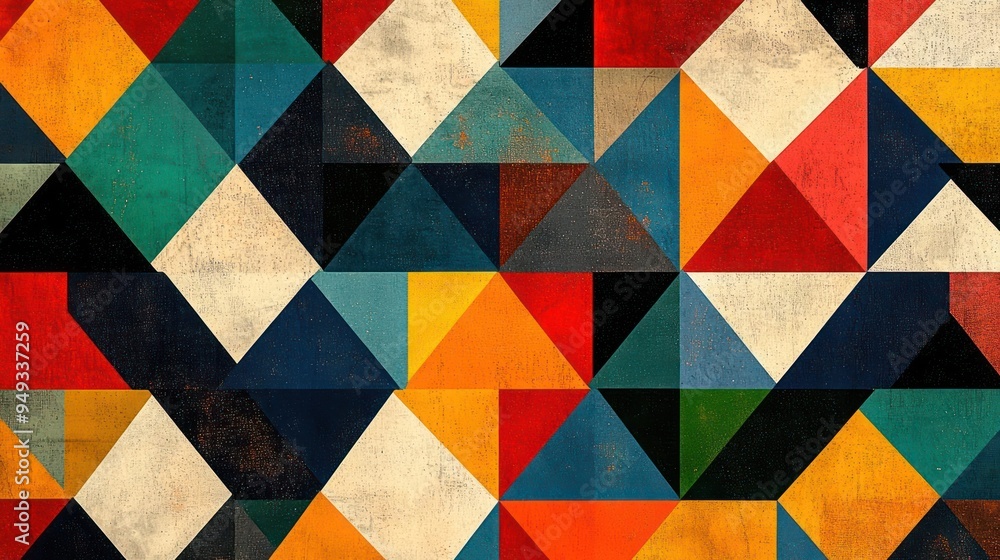 Wall mural vibrant and colorful abstract design with geometric patterns.