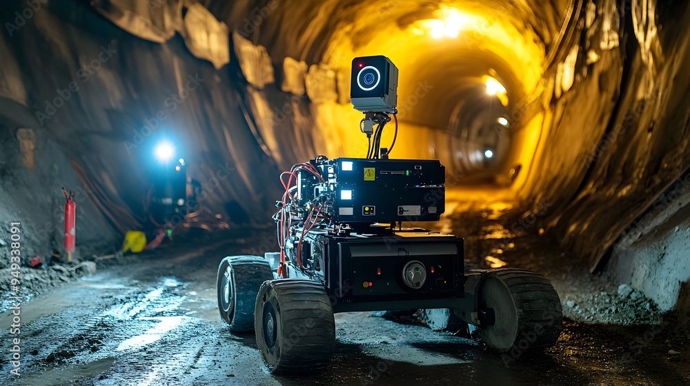 Aufkleber advanced iot powered robotic inspectors navigating and surveying the interior of a tunnel under cons