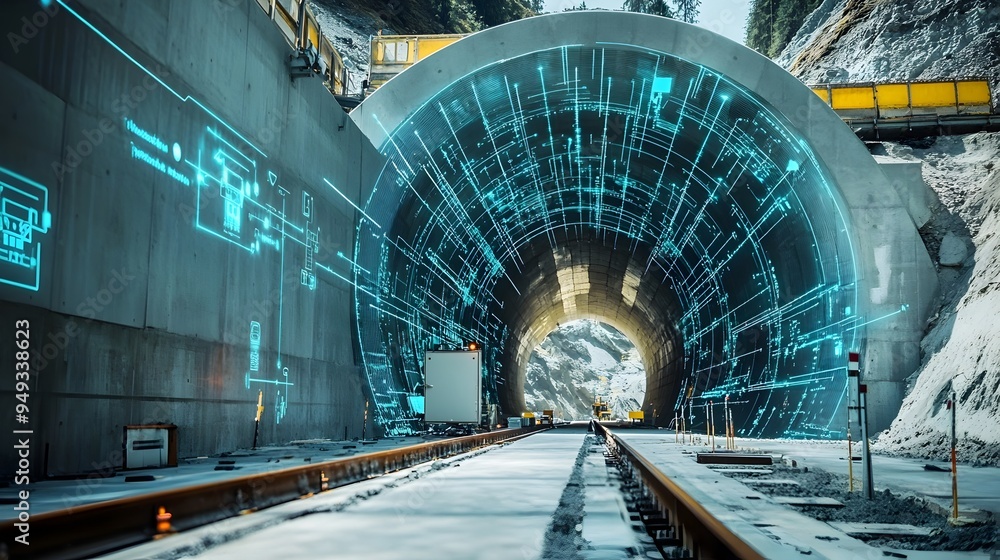Poster advanced iot technology monitoring and guiding the final stages of a major tunnel construction proje