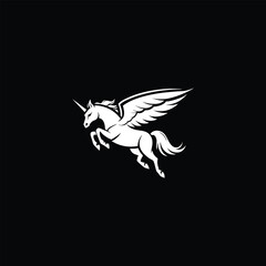 Obraz premium Winged Horse Head Logo