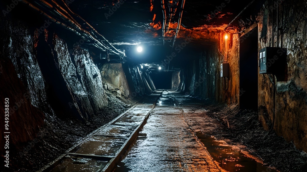 Poster iot powered monitoring and safety solutions for mines a photograph showcasing advanced sensor techno