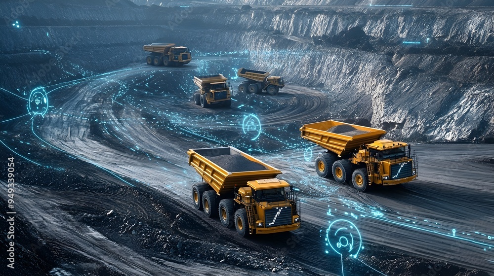 Poster automated monitoring of mining site with iot sensor technology tracking the movement and activity of