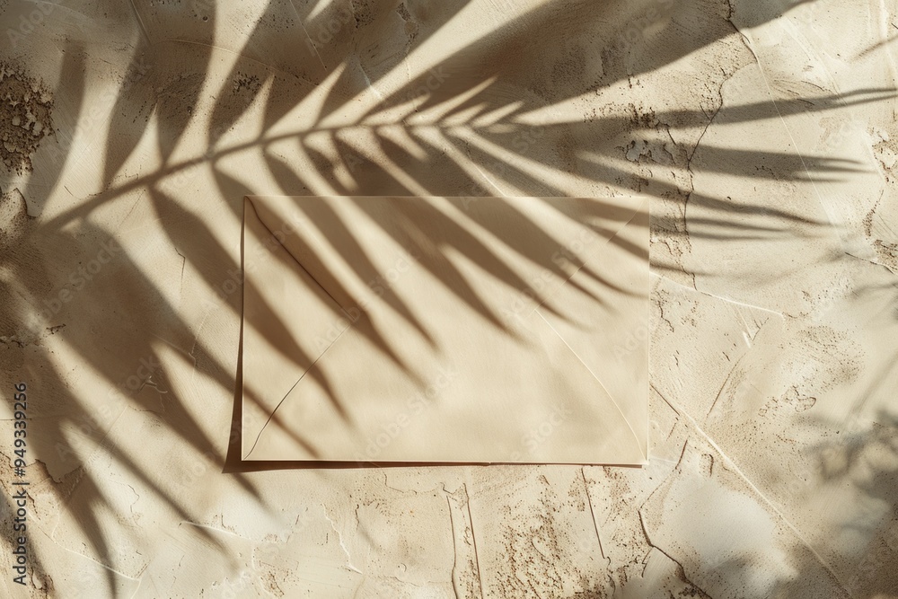 Poster A shadow of a palm leaf is cast on a wall, creating a unique and interesting design