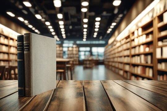 Library Books on Wooden Table