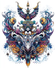 Fototapeta premium A vibrant, intricate design featuring abstract shapes and elements, showcasing artistic creativity.