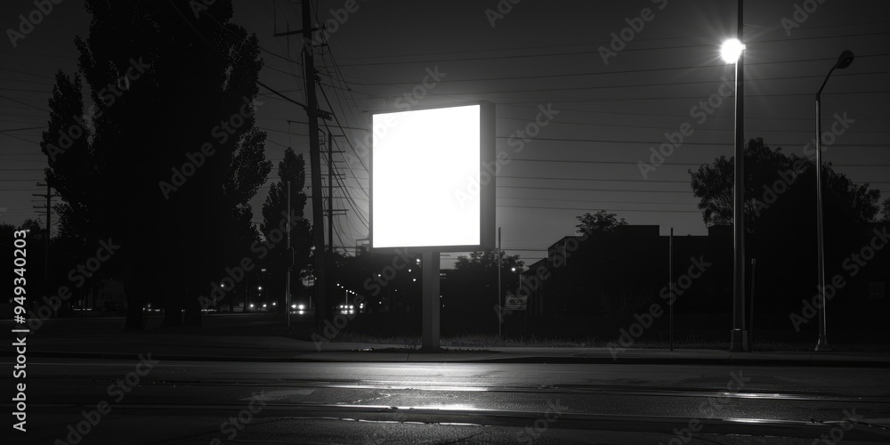 Poster A nighttime image of a lit-up billboard with no message or text displayed