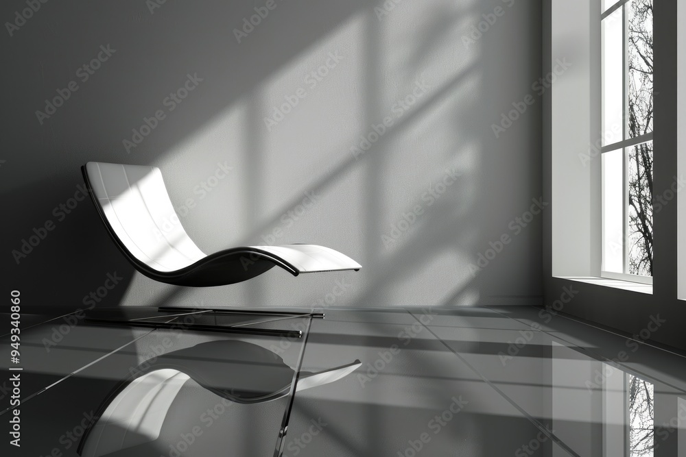 Poster a simple chair sits in a room with a neutral background