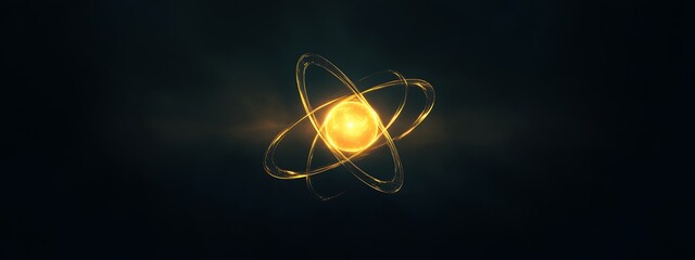 Glowing Abstract Atomic Structure with a Bright Nucleus