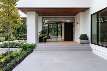 Obraz premium Entrance door modern contemporary style house with purple accent